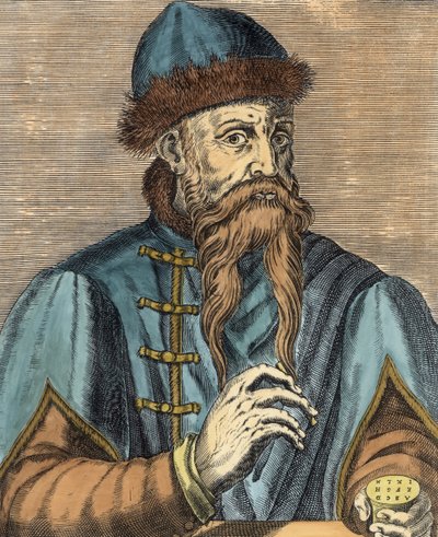 Portret van Johannes Gutenberg (c.1400-68) door Albrecht Mentz